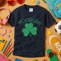 Woodside Queens NY Irish Shamrock Distressed Green Kids T-Shirt thumb 3