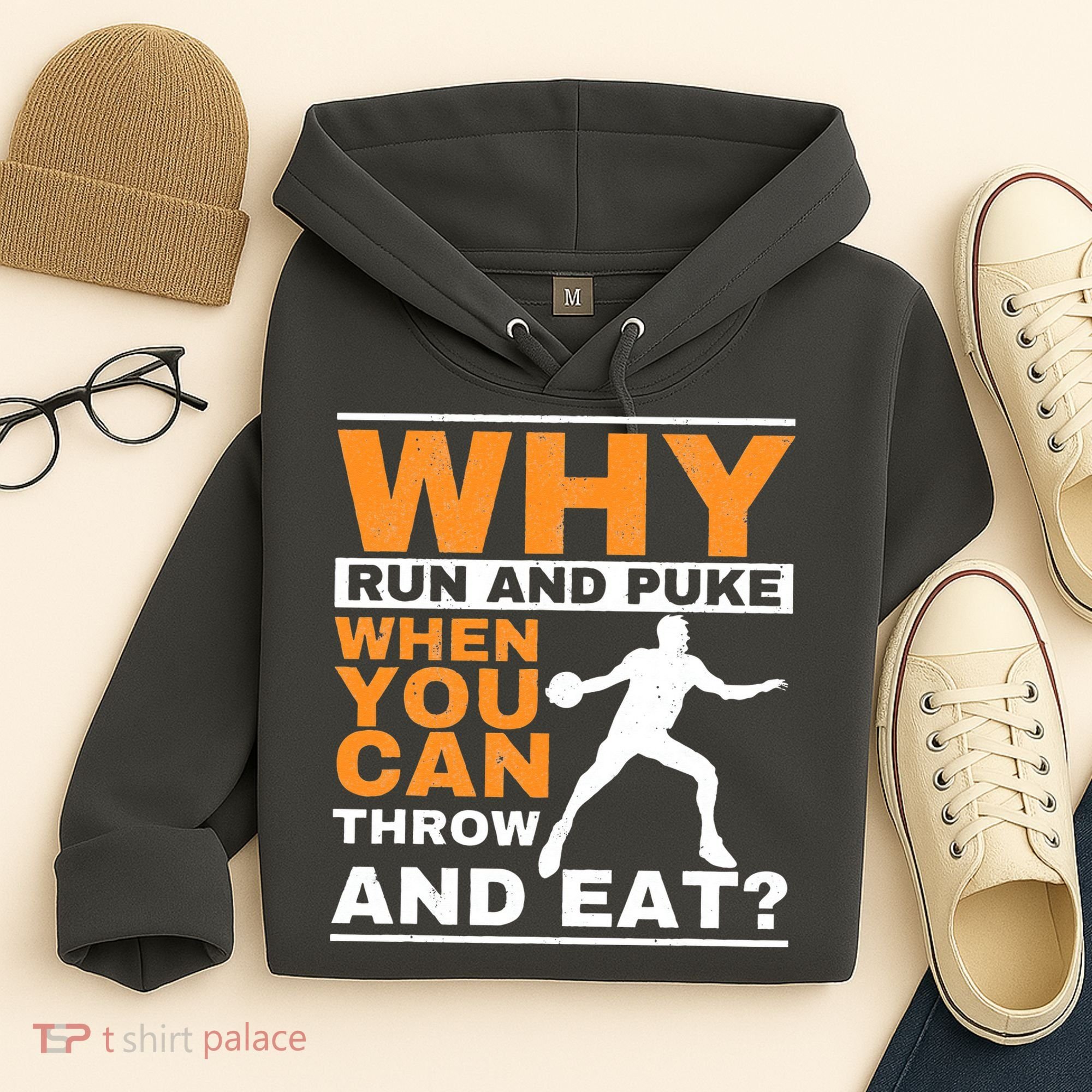 Why Run And Puke Discus Thrower Throw Tack And Field Discus Hoodie