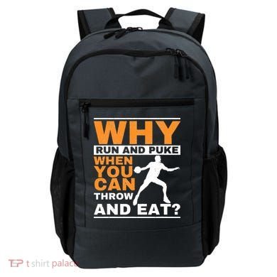 Why Run And Puke Discus Thrower Throw Tack And Field Discus Backpack