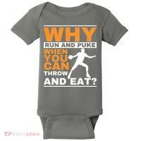 Why Run And Puke Discus Thrower Throw Tack And Field Discus Baby Bodysuit thumb 0