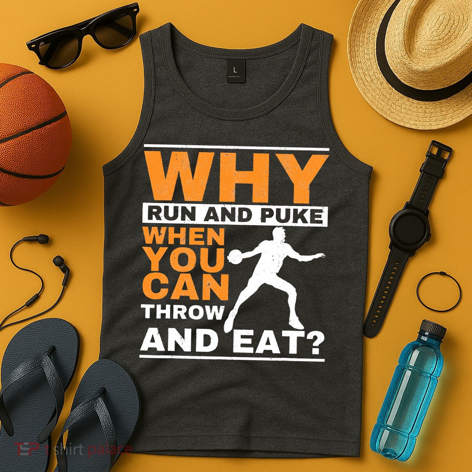 Why Run And Puke Discus Thrower Throw Tack And Field Discus Tank Top
