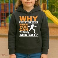Why Run And Puke Discus Thrower Throw Tack And Field Discus Kids Hoodie thumb 3