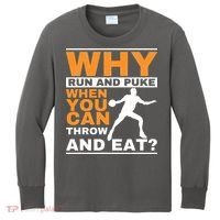 Why Run And Puke Discus Thrower Throw Tack And Field Discus Kids Long Sleeve Shirt thumb 0