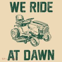We Ride At Dawn Retro Lawn Mowing Dad Funny Mower Tote Bag thumb 4