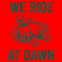 We Ride At Dawn Retro Lawn Mowing Dad Funny Mower Santa Hat thumb 1