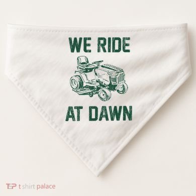 We Ride At Dawn Retro Lawn Mowing Dad Funny Mower USA-Made Doggie Bandana