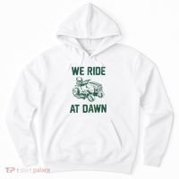 We Ride At Dawn Retro Lawn Mowing Dad Funny Mower Hoodie thumb 0