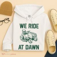 We Ride At Dawn Retro Lawn Mowing Dad Funny Mower Hoodie thumb 4