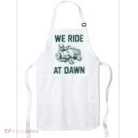 We Ride At Dawn Retro Lawn Mowing Dad Funny Mower Apron thumb 0