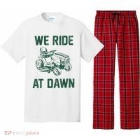 We Ride At Dawn Retro Lawn Mowing Dad Funny Mower Pajama Set thumb 0