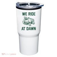 We Ride At Dawn Retro Lawn Mowing Dad Funny Mower Tumbler thumb 0