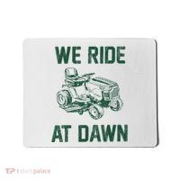 We Ride At Dawn Retro Lawn Mowing Dad Funny Mower Mousepad thumb 0
