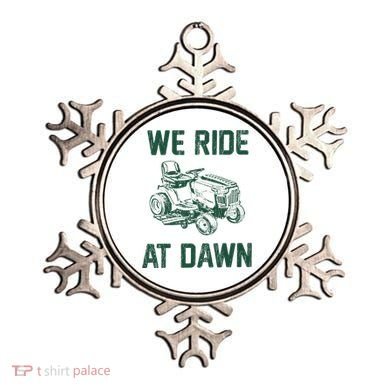 We Ride At Dawn Retro Lawn Mowing Dad Funny Mower Ornament