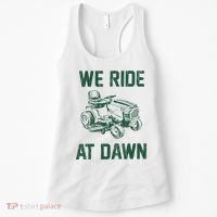 We Ride At Dawn Retro Lawn Mowing Dad Funny Mower Women's Tank Top thumb 0