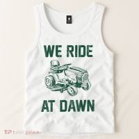 We Ride At Dawn Retro Lawn Mowing Dad Funny Mower Tank Top thumb 2