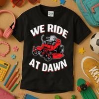We Ride At Dawn Lawnmower Kids T-Shirt thumb 3