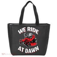 We Ride At Dawn Lawnmower Tote Bag thumb 0