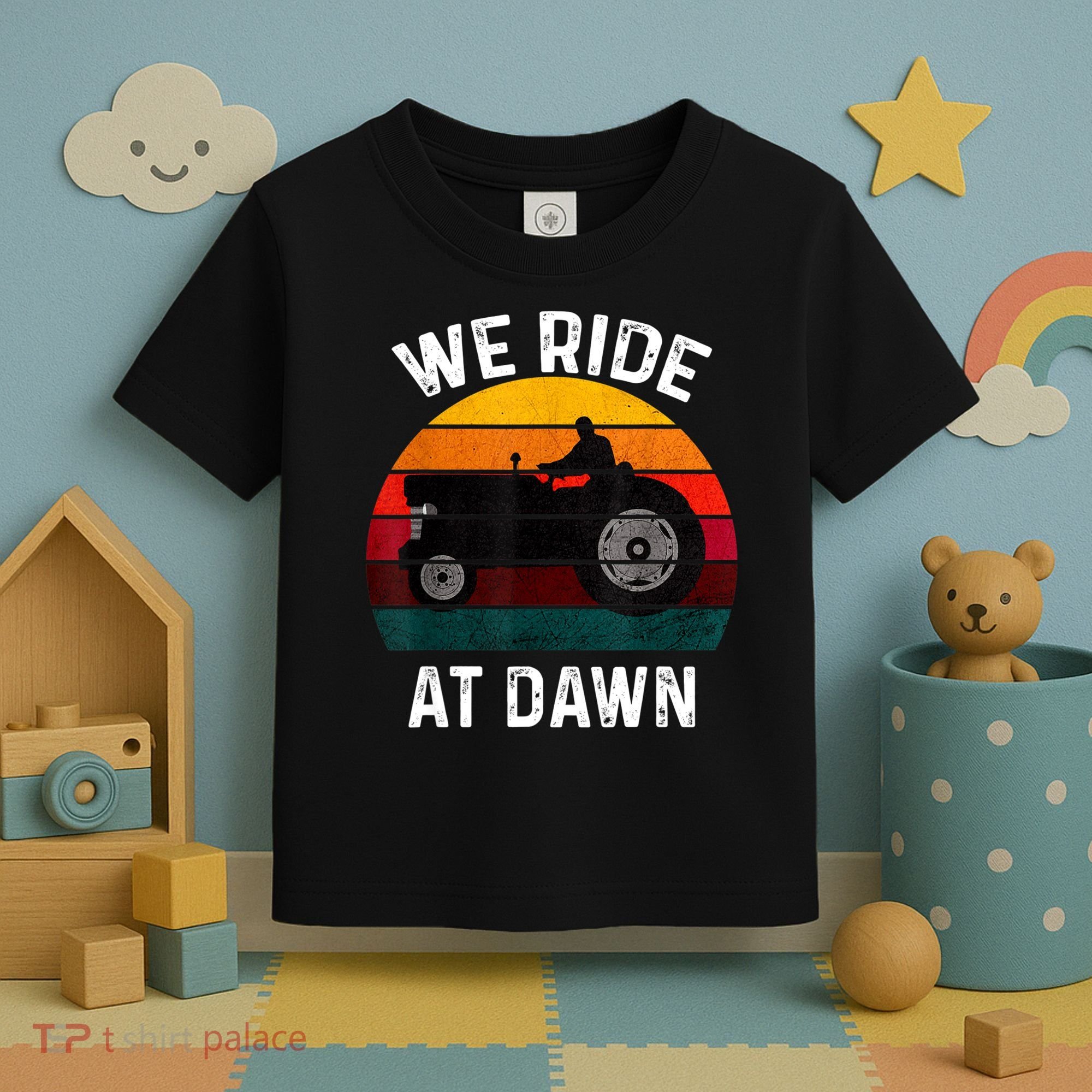 We Ride At Dawn Lawn Mower Lawn Mowing Dad Yard Work For Men Toddler T-Shirt