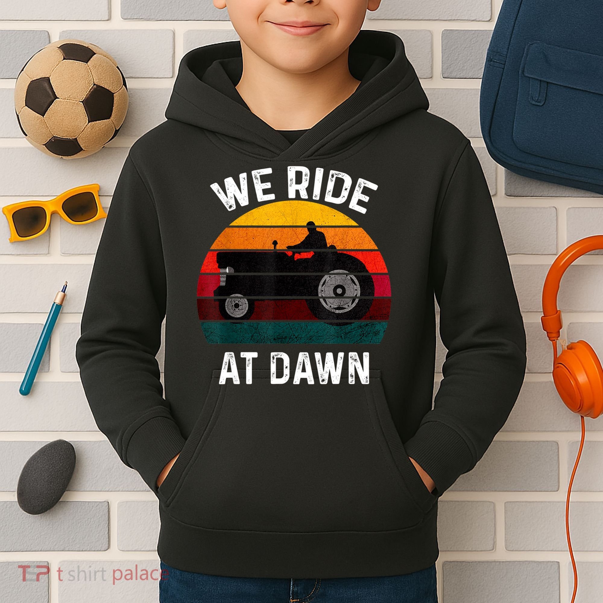 We Ride At Dawn Lawn Mower Lawn Mowing Dad Yard Work For Men Kids Hoodie