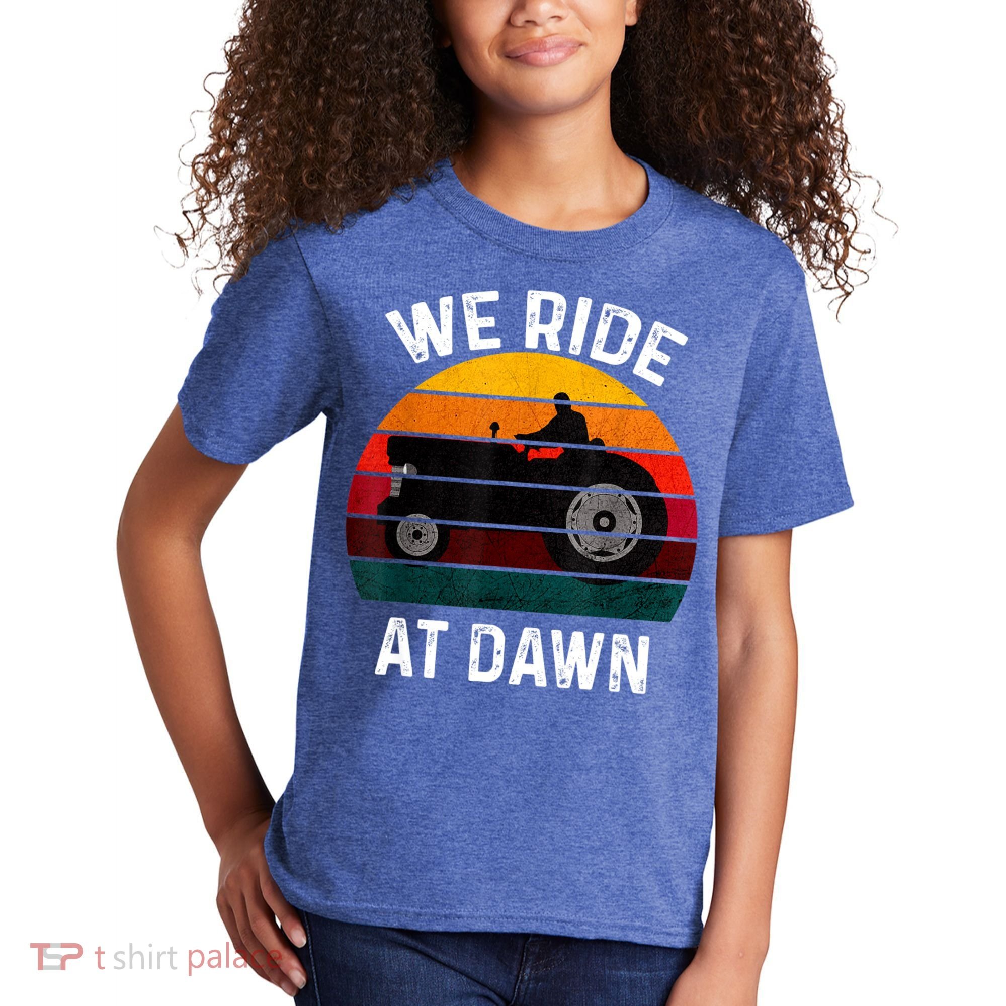 We Ride At Dawn Lawn Mower Lawn Mowing Dad Yard Work For Men Kids T-Shirt