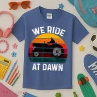 We Ride At Dawn Lawn Mower Lawn Mowing Dad Yard Work For Men Kids T-Shirt thumb 3