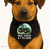 We Ride At Dawn Lawn Mower Lawn Mowing Funny Dad USA-Made Doggie Bandana thumb 1