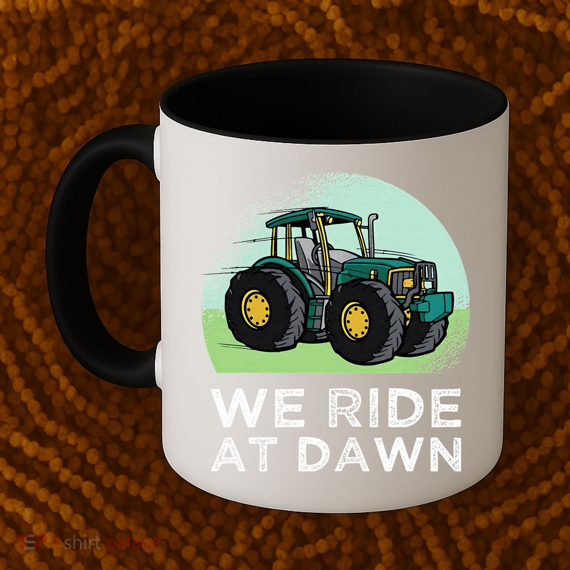 We Ride At Dawn Lawn Mower Lawn Mowing Funny Dad Coffee Mug
