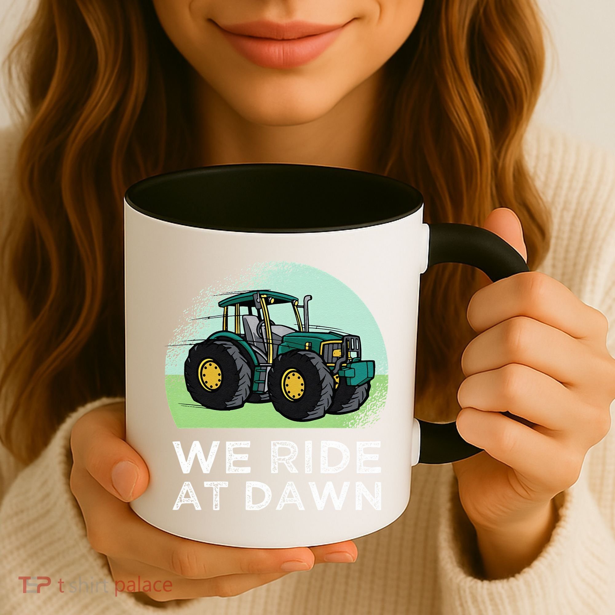 We Ride At Dawn Lawn Mower Lawn Mowing Funny Dad Coffee Mug