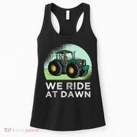 We Ride At Dawn Lawn Mower Lawn Mowing Funny Dad Women's Tank Top thumb 0