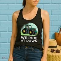 We Ride At Dawn Lawn Mower Lawn Mowing Funny Dad Women's Tank Top thumb 2