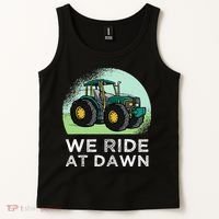 We Ride At Dawn Lawn Mower Lawn Mowing Funny Dad Tank Top thumb 2