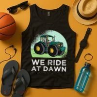 We Ride At Dawn Lawn Mower Lawn Mowing Funny Dad Tank Top thumb 4