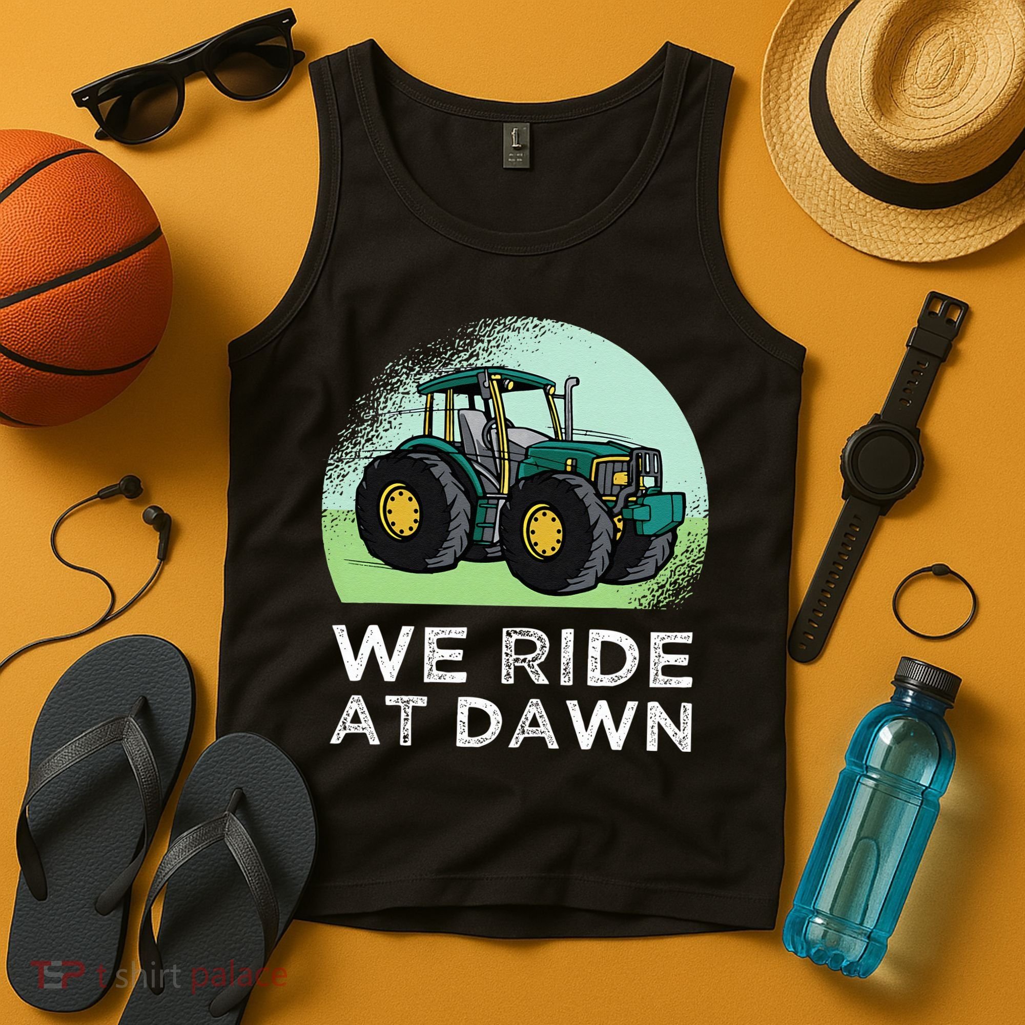 We Ride At Dawn Lawn Mower Lawn Mowing Funny Dad Tank Top