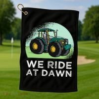 We Ride At Dawn Lawn Mower Lawn Mowing Funny Dad Golf Towel thumb 1