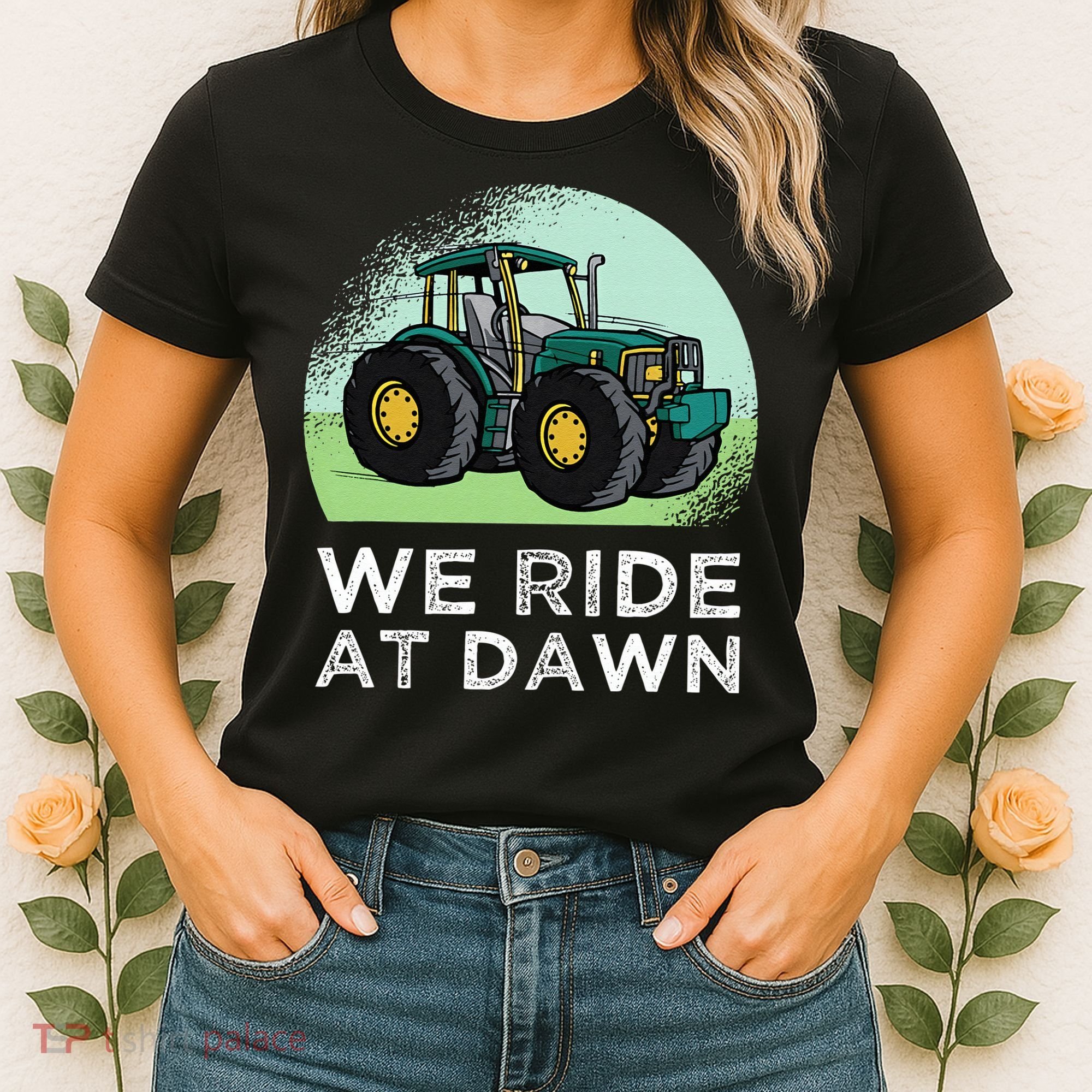 We Ride At Dawn Lawn Mower Lawn Mowing Funny Dad Women's T-Shirt