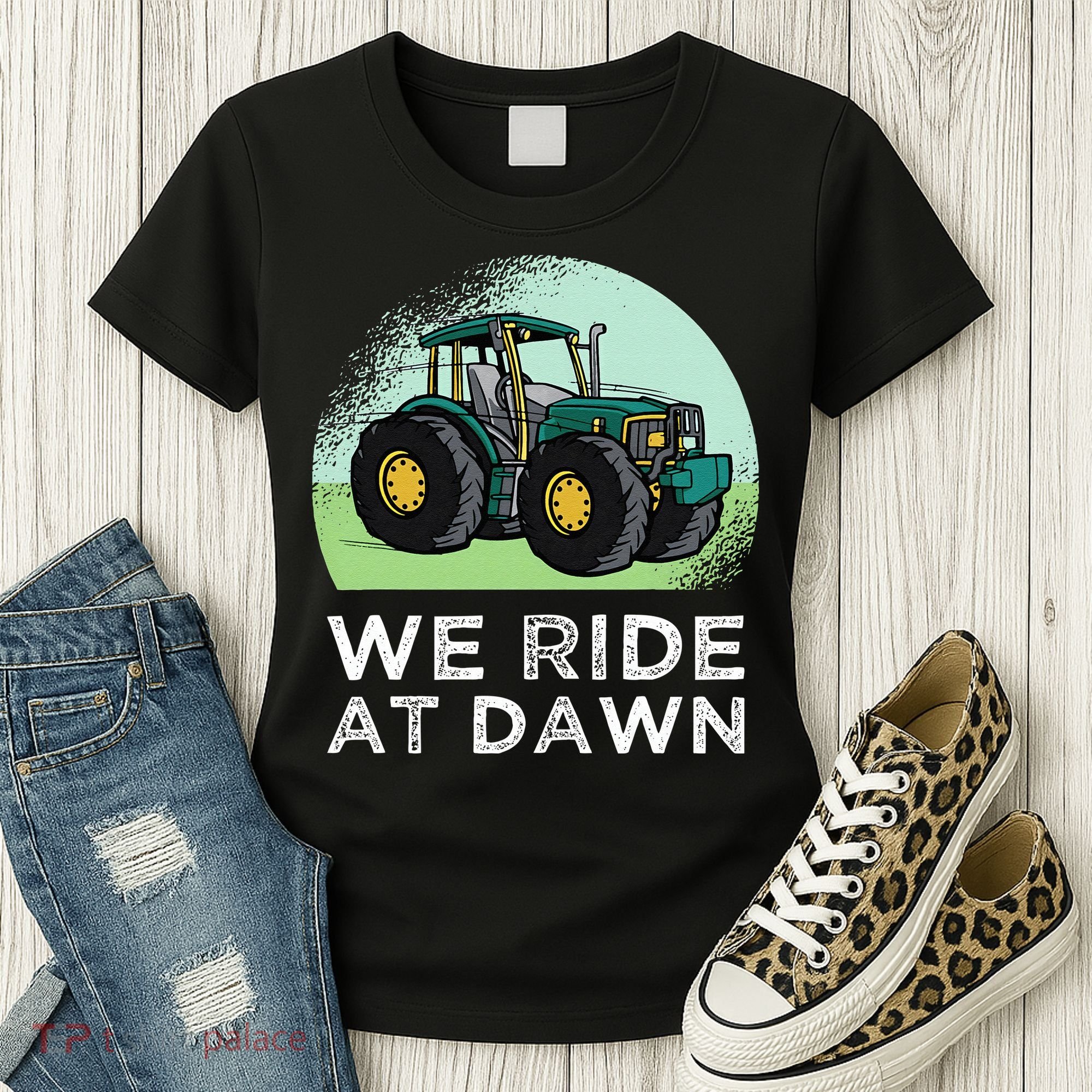 We Ride At Dawn Lawn Mower Lawn Mowing Funny Dad Women's T-Shirt