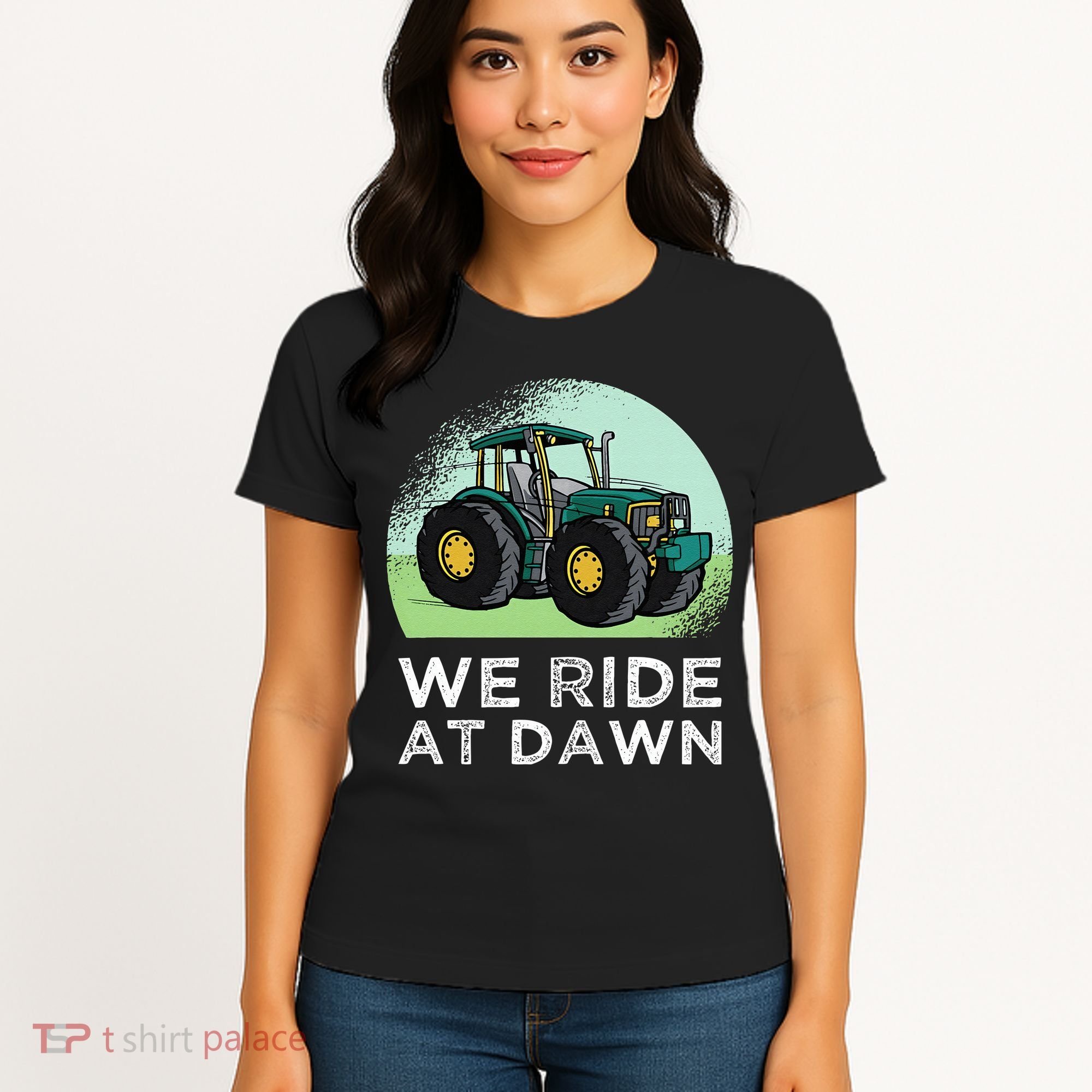 We Ride At Dawn Lawn Mower Lawn Mowing Funny Dad Women's T-Shirt