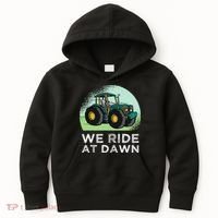 We Ride At Dawn Lawn Mower Lawn Mowing Funny Dad Kids Hoodie thumb 0