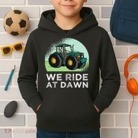 We Ride At Dawn Lawn Mower Lawn Mowing Funny Dad Kids Hoodie thumb 2