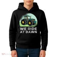 We Ride At Dawn Lawn Mower Lawn Mowing Funny Dad Kids Hoodie thumb 4