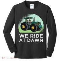 We Ride At Dawn Lawn Mower Lawn Mowing Funny Dad Kids Long Sleeve Shirt thumb 0