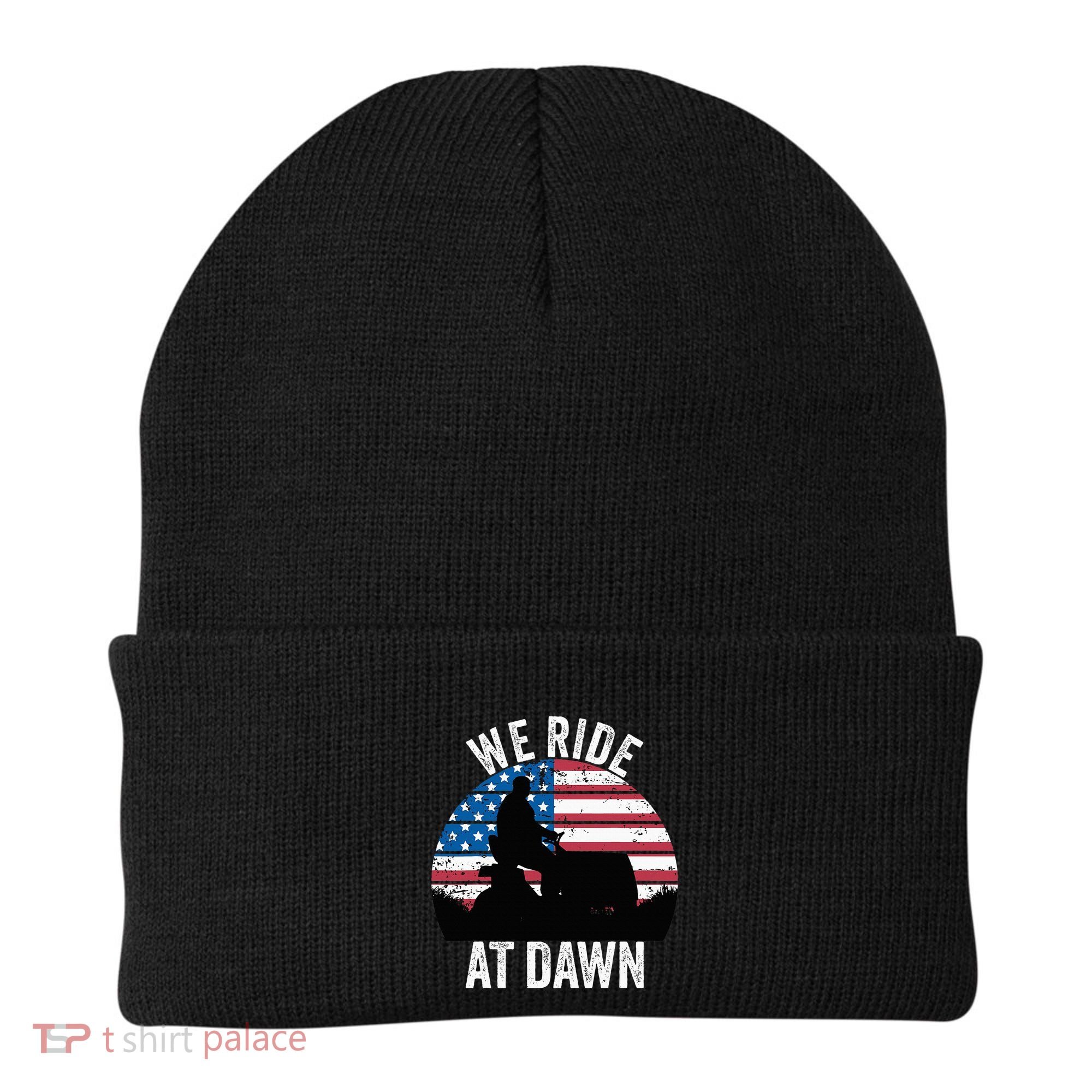 We Ride At Dawn Lawnmower Lawn Mowing Funny Dad Vintage Beanie