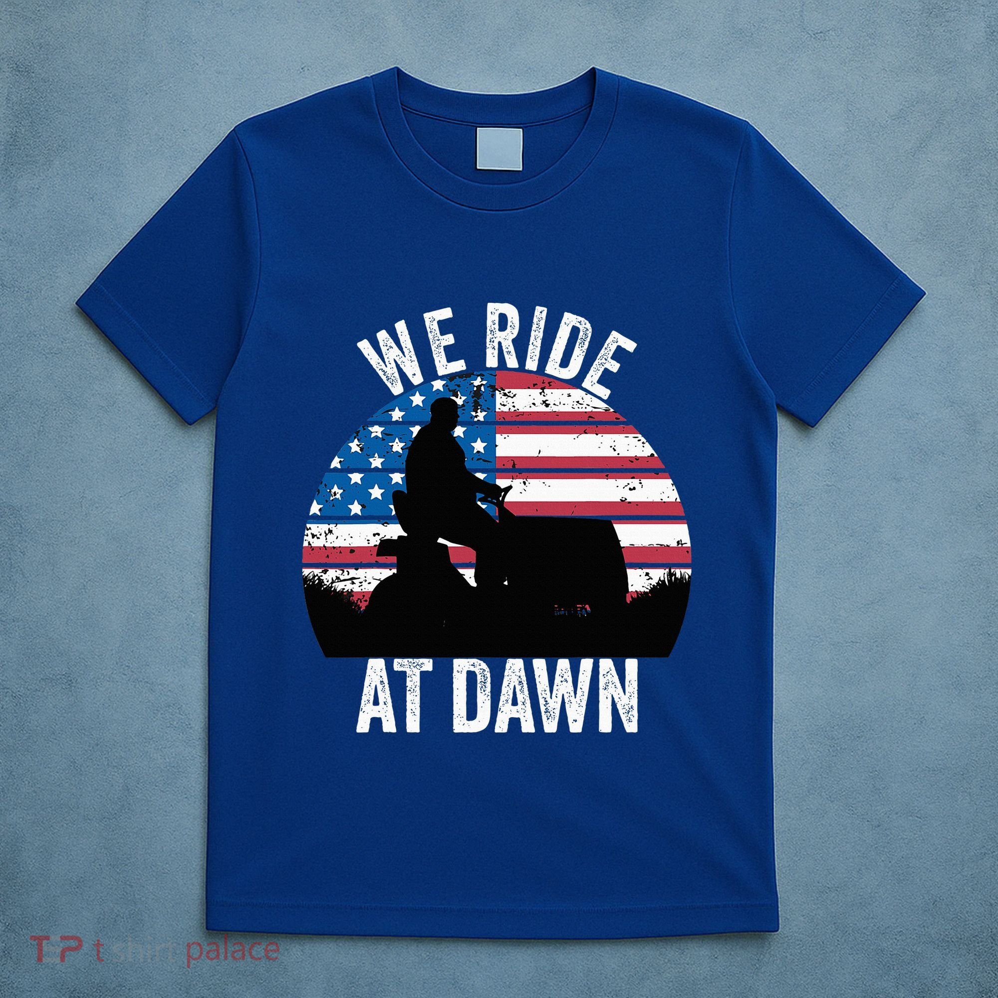 We Ride At Dawn Lawnmower Lawn Mowing Funny Dad Vintage T-Shirt