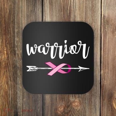 Warrior Ribbon Breast Cancer Awareness Coaster