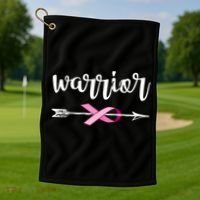 Warrior Ribbon Breast Cancer Awareness Golf Towel thumb 1