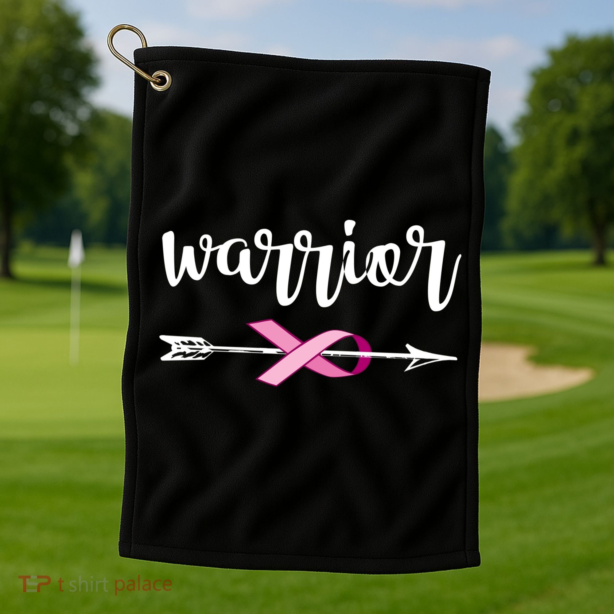 Warrior Ribbon Breast Cancer Awareness Golf Towel