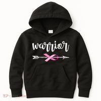 Warrior Ribbon Breast Cancer Awareness Kids Hoodie thumb 0