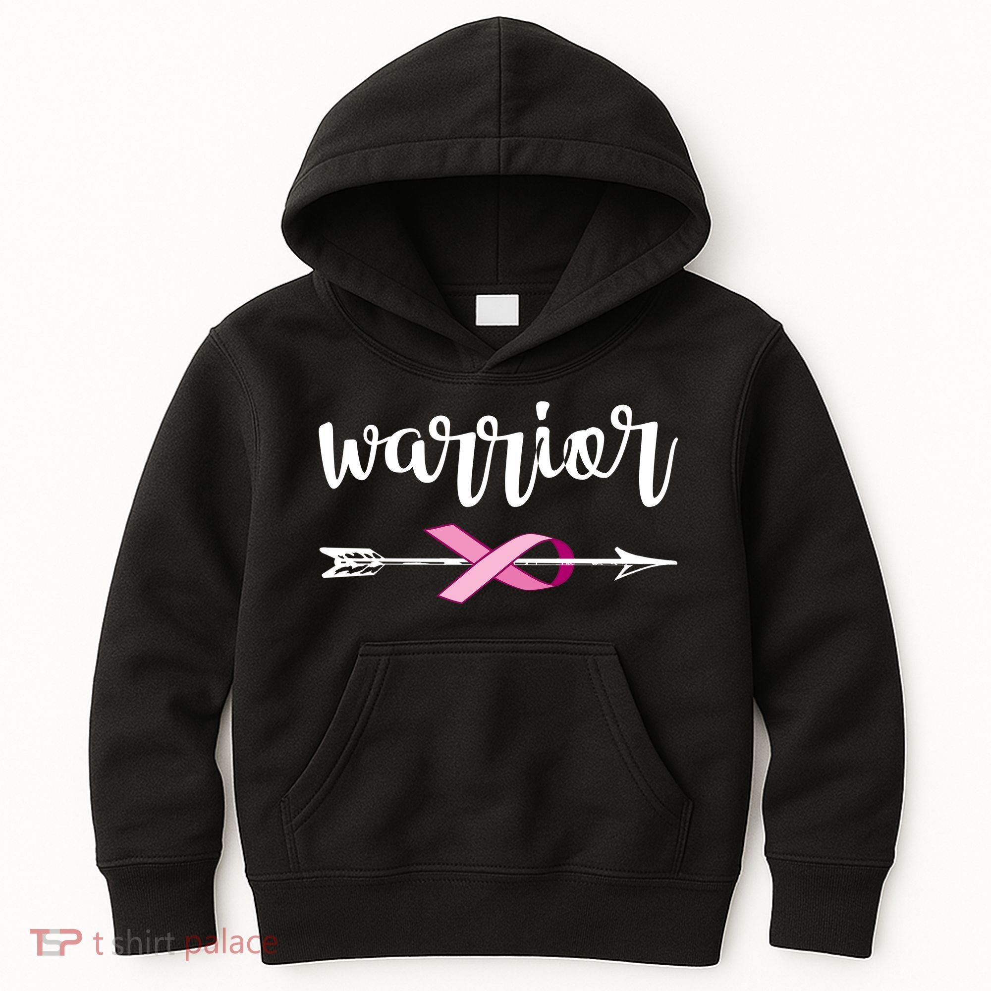 Warrior Ribbon Breast Cancer Awareness Kids Hoodie