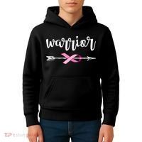 Warrior Ribbon Breast Cancer Awareness Kids Hoodie thumb 4