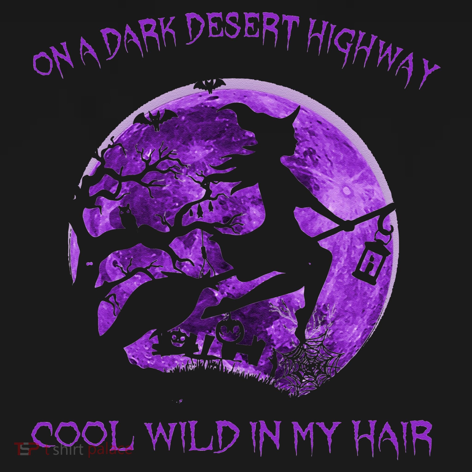 Witch Riding Brooms On A Dark Desert Highways Halloween Women's Long Sleeve Shirt